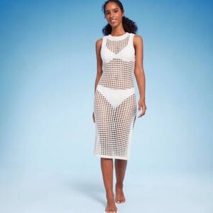 White Crochet Swim Cover-Up Dress